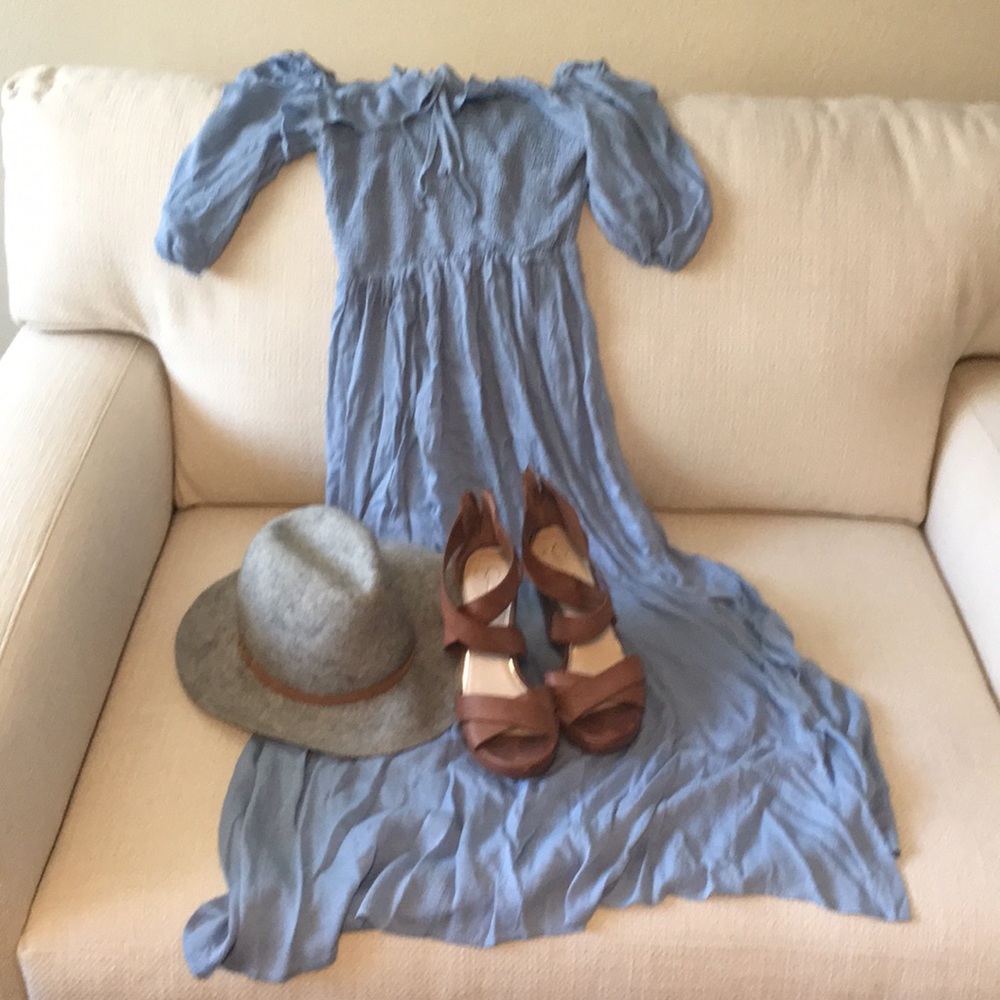 Baby blue square neck light summer dress